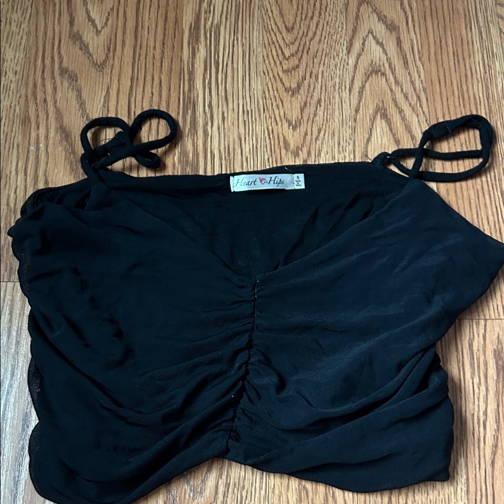 Heart Hips Black Ruched Camisole